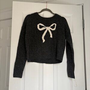 Jessica Simpson Coquette Grey Bow Sweater